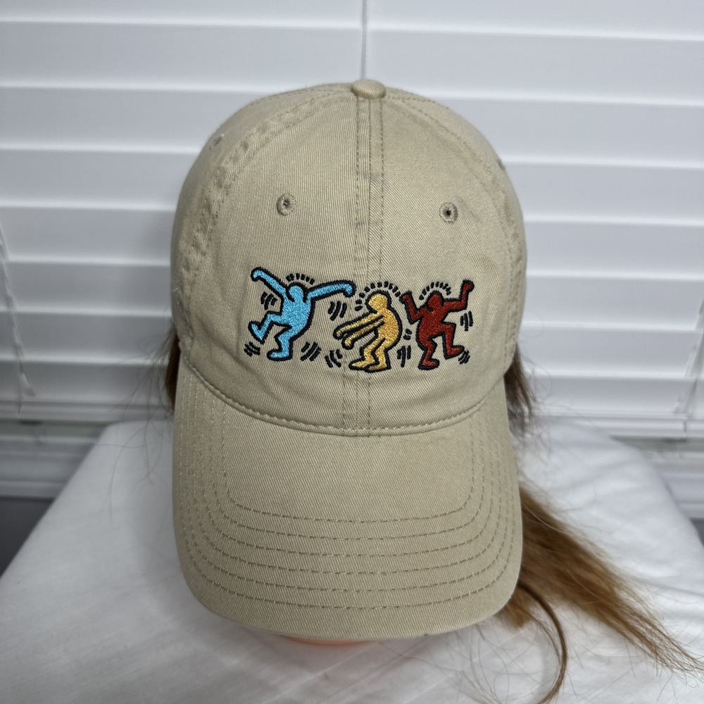 Keith Herring Dancing Figures Art Baseball Cap Adjustable Tan Dad Unisex Clean